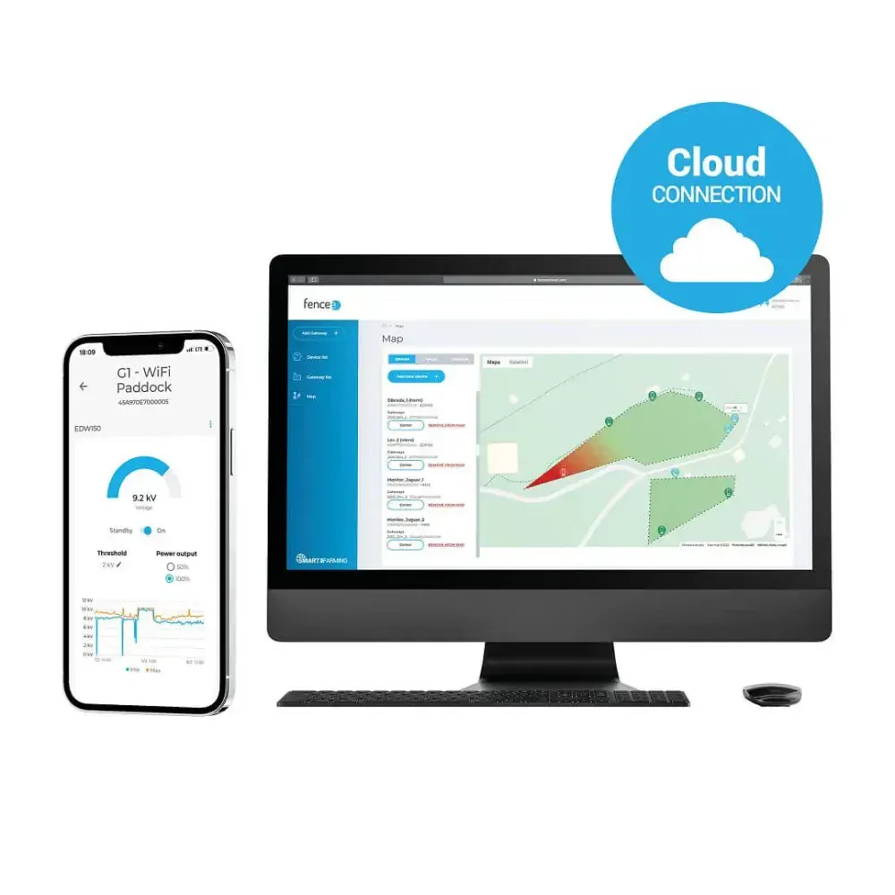 Chytrý Wi-Fi generátor elektrického ohradníku fencee energy Smart DUO EDW150