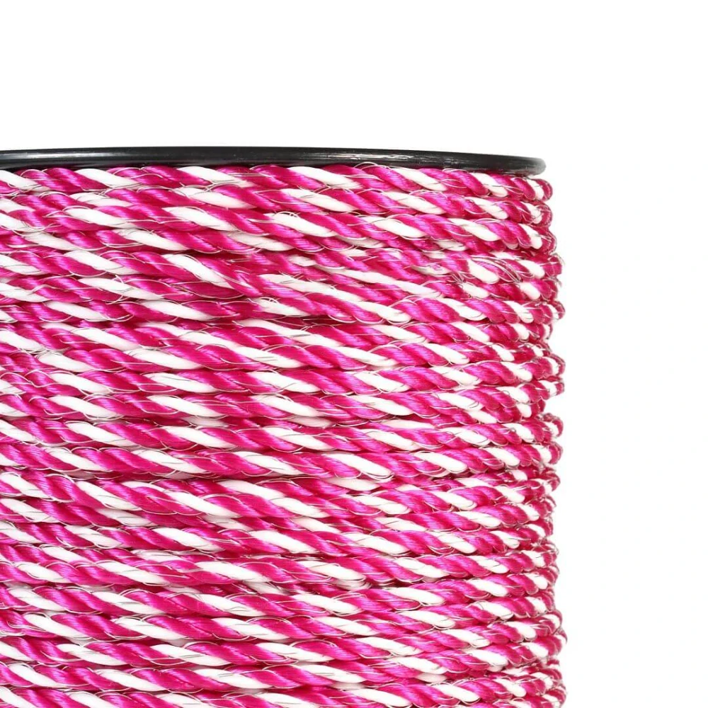 Lano pro elektrický ohradník, průměr 4,5 mm, růžovo-bílé, 200 m, 0,16 Ω/m