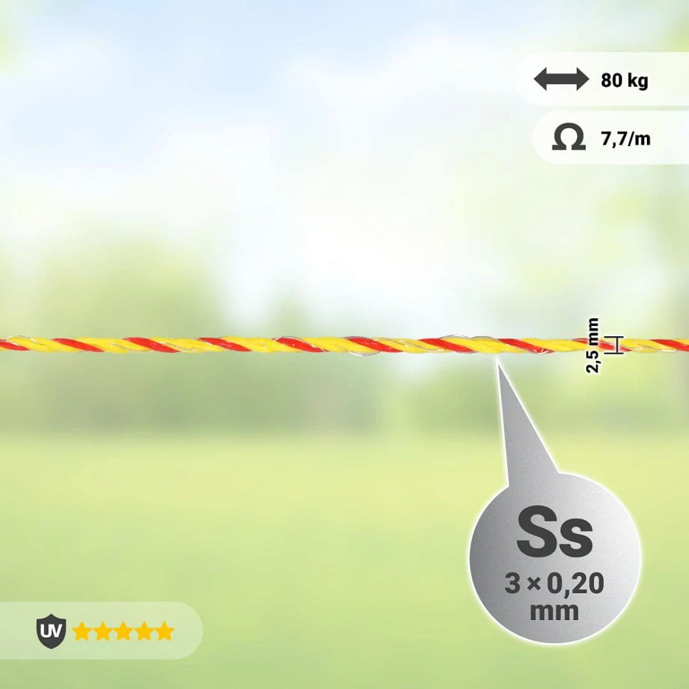 Lanko žlutooranžové pro elektrický ohradník, 2,5 mm/100 metrů
